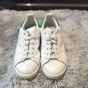 Adidas White Sneakers with Green Accents